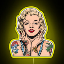 Load image into Gallery viewer, Cool Vintage Marilyn Monroe With Tattoos RGB neon sign yellow