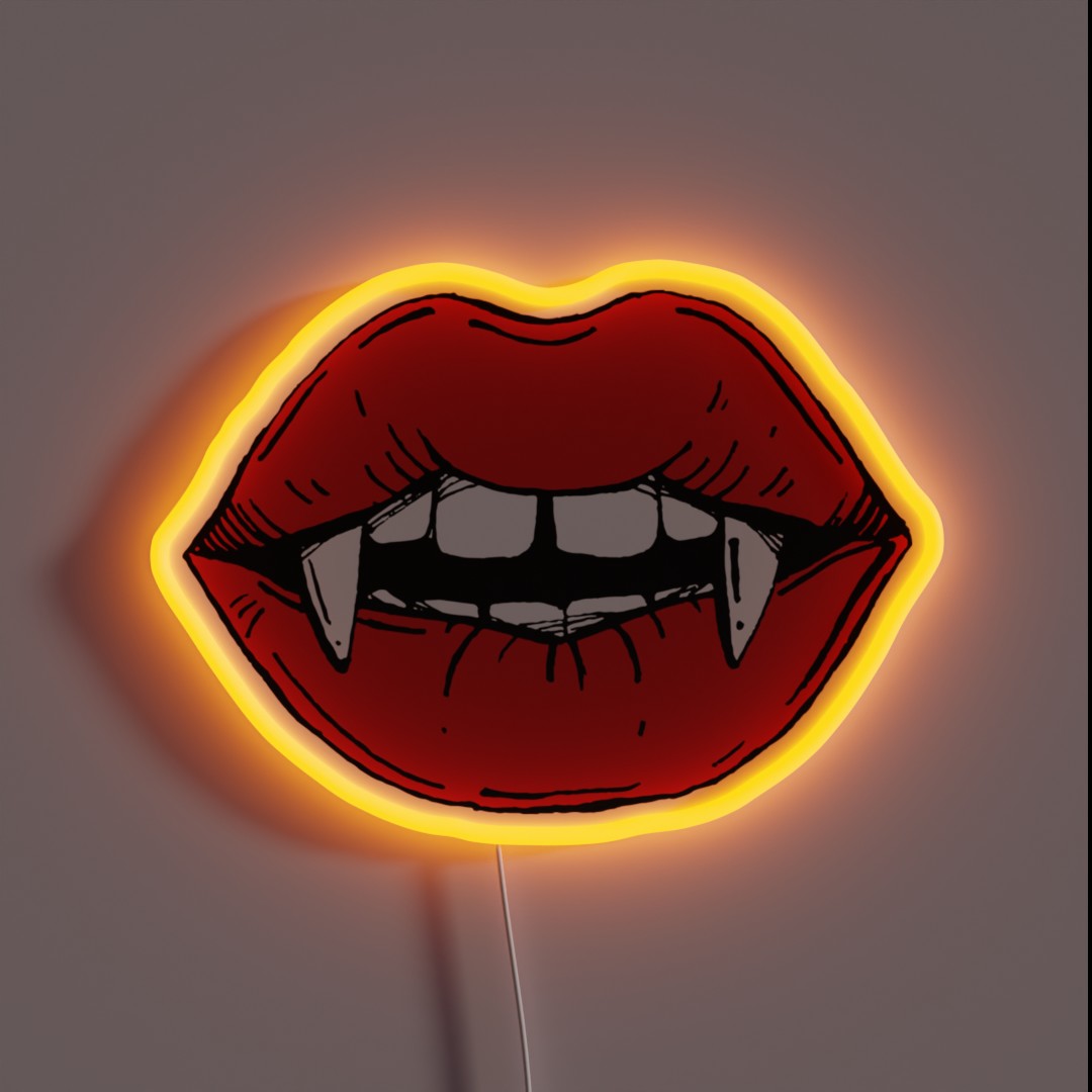 Vampire Red Lips On Black Background Rgb Neon Sign – Neon Factory