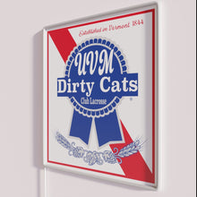 Load image into Gallery viewer, Vibrant LED sign featuring colorful cats in fun dirty rack design.