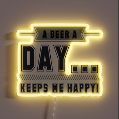 Vibrant RGB LED Neon Sign Reads I'm Happy with Beer Daily