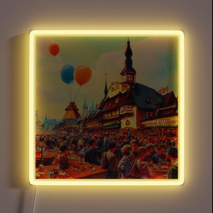 Harmonious Gathering of People in Vibrant Colorful Neon Light Display