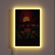 Load image into Gallery viewer, Undead residents gather before a house with glowing electric welcome.