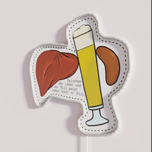 Load image into Gallery viewer, Vibrant RGB Neon Sign with Pilsner Meme Humor Anatomy Illustration