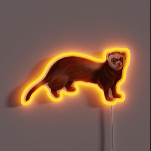 Vibrant Neon Ferret Light Box - Whimsical Semi-Realistic Animal Decor