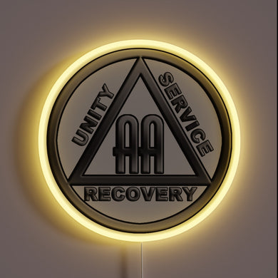 Boldly Displayed Red, Green, Blue Neon Lightbox with AA Logo