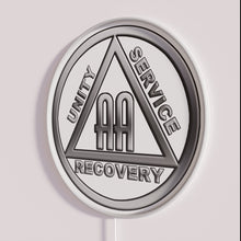 Load image into Gallery viewer, Neon AA Symbol Wall Decor in Black and White Accents