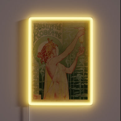 Vintage 1920s-Style Absinthe Advertising Sign in Bold RGB Neon Glow