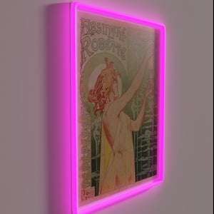 Vintage Absinthe Advertising Sign with Colorful RGB Neon Lighting Display