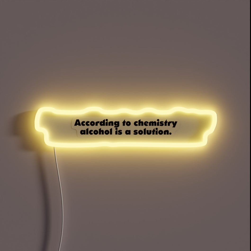 Chemistry Lab Decoration Sign: Alcohol Definition in Bold Neon Letters