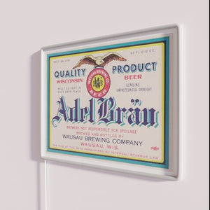 Modern German beer decor with vibrant RGB lighting effects inside.