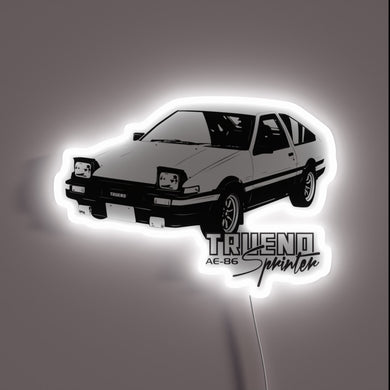 Authentic AE 86 racing heritage illuminated in vibrant RGB colors