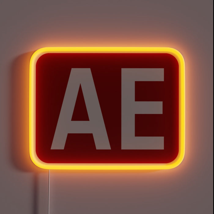 Personalized AE initials in vibrant RGB LED neon sign artwork