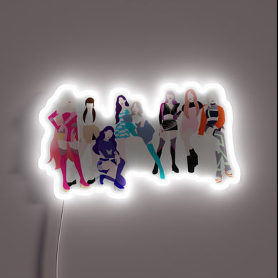 AeSna Group K-Pop Neon Sign Featuring Iconic Characters in RGB Lights.