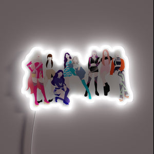 AeSna Group K-Pop Neon Sign Featuring Iconic Characters in RGB Lights.