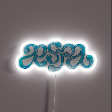 Sparkling AESPA Logo in Vibrant 3D Neon Light Design