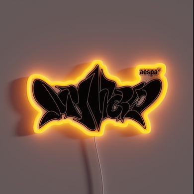 Vibrant AESPA My World logo in radiant RGB neon lights