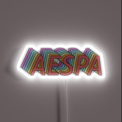 Vibrant Aespa Logo Illuminated Neon Sign with Color-Changing LED Effects