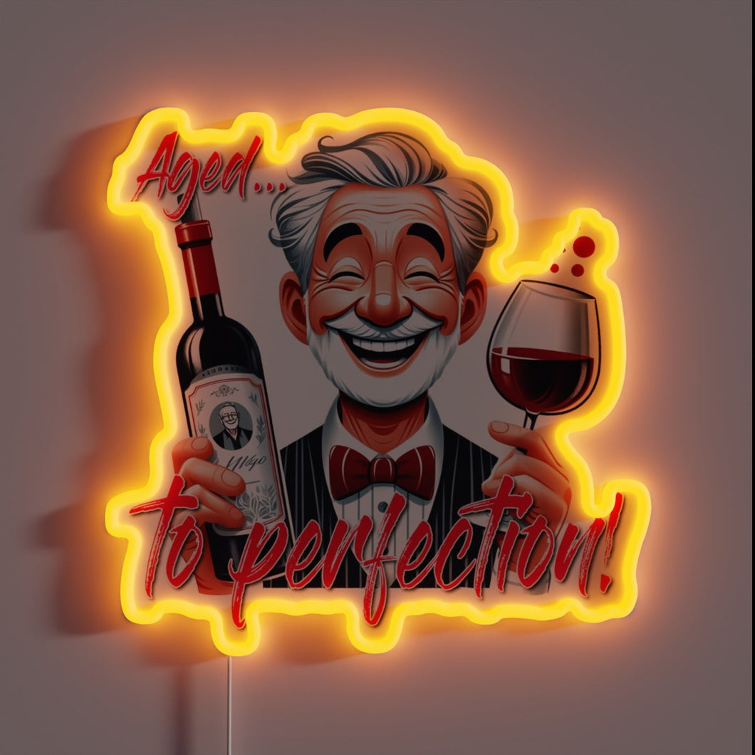 Glowing Aged to Perfection RGB Neon Sign for Gaming Enthusiasts
