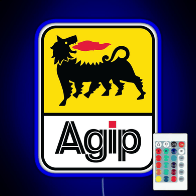 AGIP Lubricants Logo 1968 1998 RGB neon sign remote