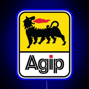 AGIP Lubricants Logo 1968 1998 RGB neon sign blue