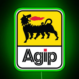 AGIP Lubricants Logo 1968 1998 RGB neon sign green