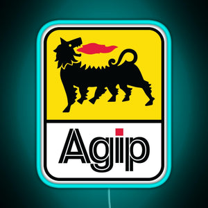 AGIP Lubricants Logo 1968 1998 RGB neon sign lightblue 