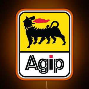 AGIP Lubricants Logo 1968 1998 RGB neon sign orange
