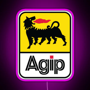 AGIP Lubricants Logo 1968 1998 RGB neon sign  pink