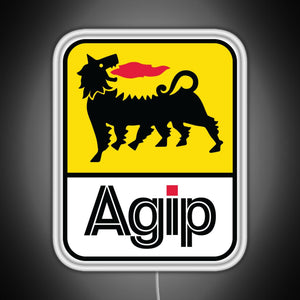 AGIP Lubricants Logo 1968 1998 RGB neon sign white 