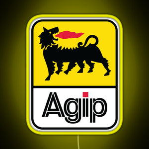 AGIP Lubricants Logo 1968 1998 RGB neon sign yellow