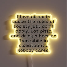 Load image into Gallery viewer, Colorful neon sign bringing airport vibes to your home space