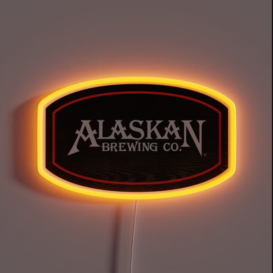 Alaskan Brewing Co. neon sign with yellow LED border