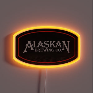 Alaskan Brewing Co. neon sign with yellow LED border