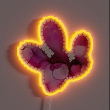 Load image into Gallery viewer, Vibrant Prickly Pear Cactus Art Illuminated by Neon LED Lighting
