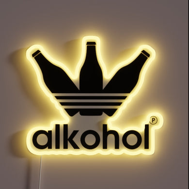 Glowing Alkohol Neon Sign with Vibrant RGB LED Lighting Effect