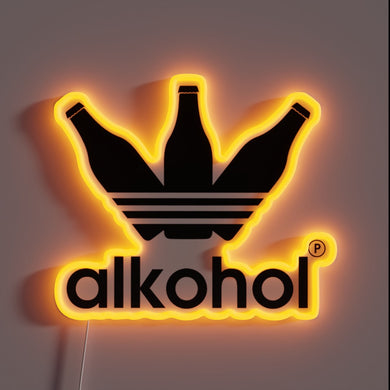 Vibrant LED Alkohol Sign with Color-Changing RGB Neon Lights Installed