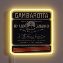 Load image into Gallery viewer, A vintage Italian amaro spirit illuminated by vibrant neon lights