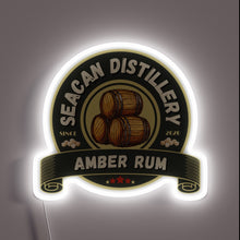 Load image into Gallery viewer, Glowing amber rum-inspired RGB LED light box with neon aesthetic