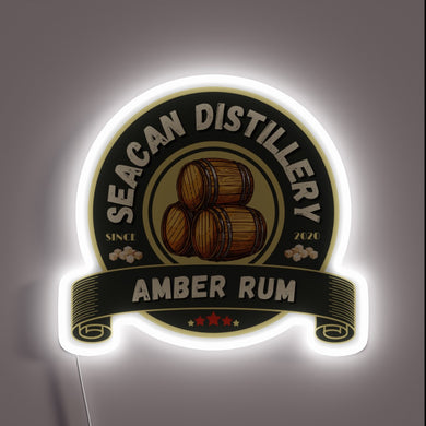 Glowing amber rum-inspired RGB LED light box with neon aesthetic