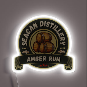 Glowing amber rum-inspired RGB LED light box with neon aesthetic