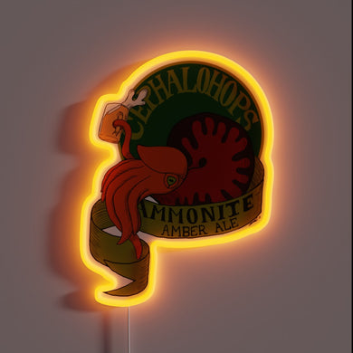 Electrify your bar with this vibrant ammonite-inspired amber ale sign