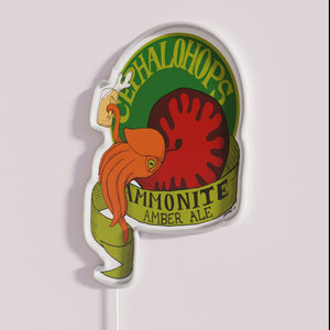 RGB LED illuminated Ammonite Amber Ale neon bar sign decor