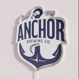 Retrofuturistic San Francisco neon light sign with Anchor Brewing logo