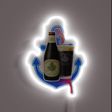 Load image into Gallery viewer, Shining colorful beer decor with glowing Anchor Steam bottle logo.