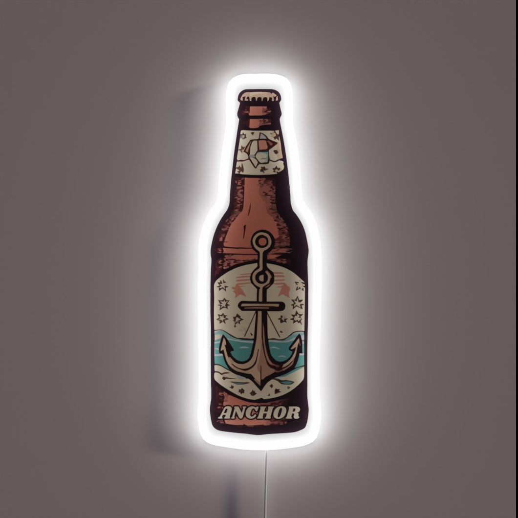 Eye-catching neon sign adds vibrant color to any Anchor Steam bottle.