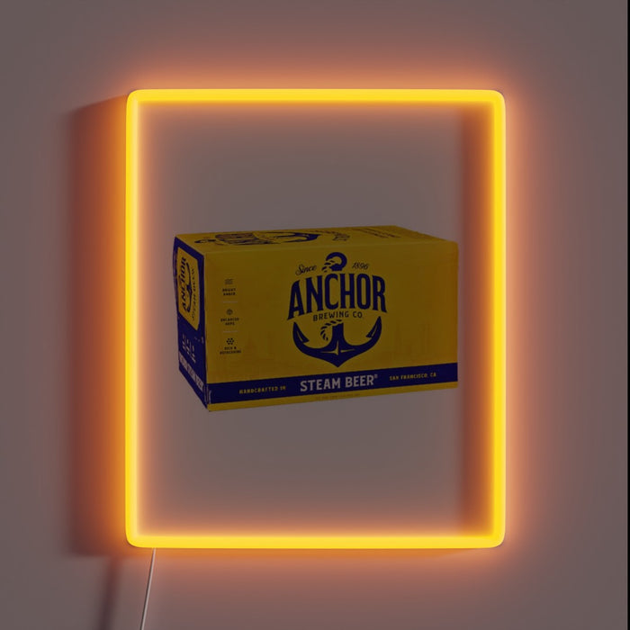 Neon lit anchor steam logo with vibrant RGB color accents