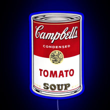 Load image into Gallery viewer, Andy Warhol Campbell s Tomato Soup RGB neon sign blue