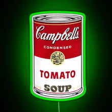 Load image into Gallery viewer, Andy Warhol Campbell s Tomato Soup RGB neon sign green