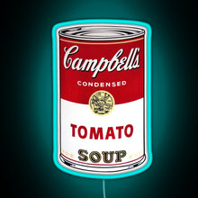 Load image into Gallery viewer, Andy Warhol Campbell s Tomato Soup RGB neon sign lightblue 