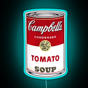 Andy Warhol Campbell s Tomato Soup RGB neon sign lightblue 